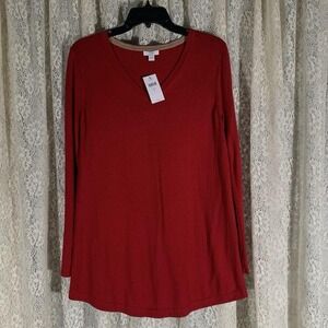 J.JILL NWT $79 Solid Red V-Neck Stretch Knit Pullover Sweater Top Size Small
